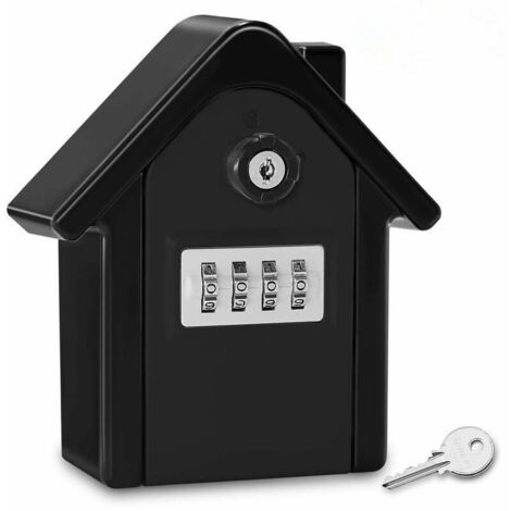 Boîte à clés métallique antivol murale avec clé d'urgence (entièrement noire) - AquaForge (1/4)