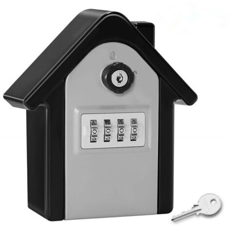 Coffre-fort mural miniature pour clés, avec code réinitialisable à 4 chiffres et conception étanche, pour garage résidentiel, préinstallé (gris) - AquaForge (1/5)