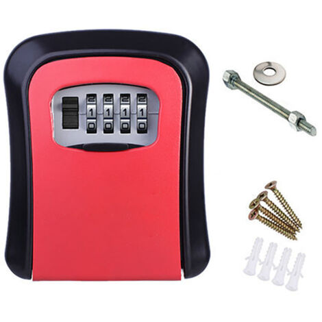 Boîte à clés murale simple et sécurisée à 4 chiffres en alliage d'aluminium pour appartements et usines, rouge - AquaForge (1/5)