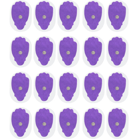 Lot de 20 électrodes boutons non tissées façonnées à la main, violettes, pour appareils de massage TENS et EMS.-AquaForge (1/5)