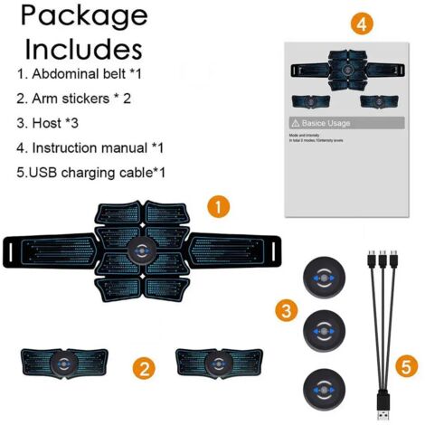 Stimulateur musculaire abdominal électrique EMS pour l'amincissement, le fitness et l'entraînement des abdominaux. Appareil unisexe pour l'exercice musculaire et corporel.-AquaForge (1/5)