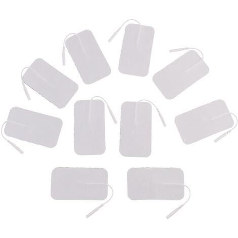 Lot de 10 plaques d'électrodes TENS/EMS - Électrodes pour appareils de massage - Blanches - 5 x 9 x 0,5 cm-AquaForge (1/5)