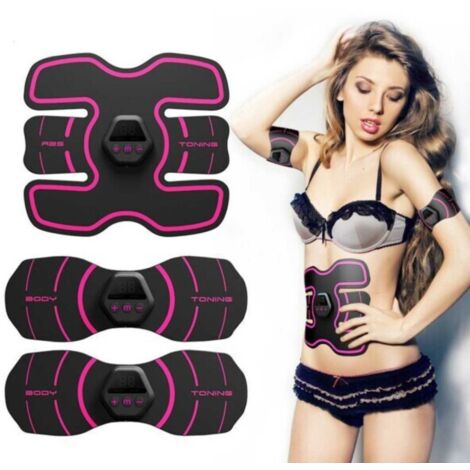 Pack de 3 appareils d'électrostimulation musculaire pour des abdos et un corps plus fort - Entraînement efficace à domicile (rose)-AquaForge (1/5)