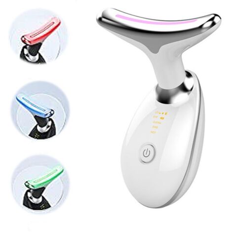 Masseur de cou à 7 LED de luminothérapie avec EMS, vibrations soniques et fonction thermique (blanc)-AquaForge (1/4)