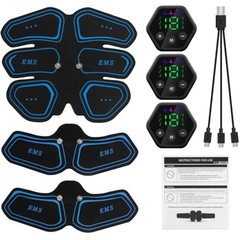 Stimulateur musculaire EMS pour abdominaux et hanches, écran LCD, toner, USB, fitness, salle de sport à domicile, amincissement du corps, ceinture amincissante-AquaForge (1/5)