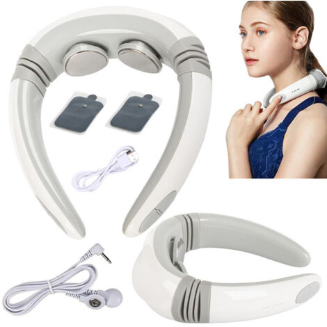 Appareil de massage cervical TENS EMS 2 en 1 blanc-AquaForge (1/5)