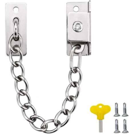 Chaîne de porte en acier inoxydable, verrou de porte à chaîne, verrou de porte pour porte intérieure avec chaîne de 155 mm (argent)-AquaForge (1/5)