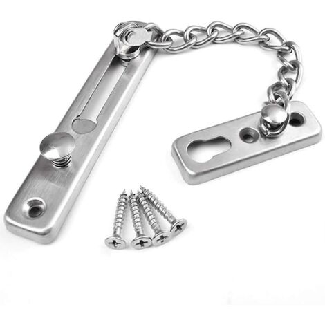 Chaîne de sécurité de porte en acier inoxydable avec verrou à ressort, chaîne antivol pour porte d'entrée, à installer sur une porte résidentielle, pour une sécurité optimale, avec vis.-AquaForge (1/3)
