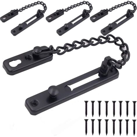 Lot de 4 chaînes de sécurité pour porte, en acier inoxydable, avec verrou antivol à ressort, finition polie robuste et vis incluses, noir.-AquaForge (1/5)