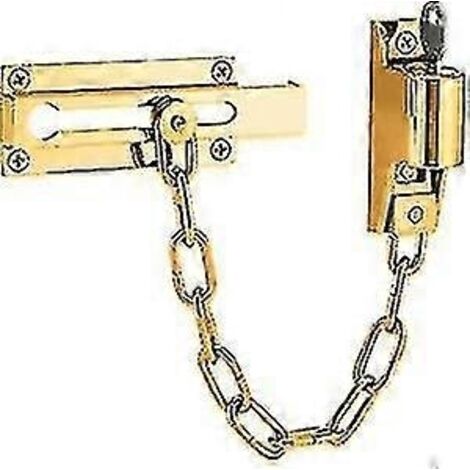 Chaîne de porte verrouillable en laiton poli, chaîne de sécurité, limiteur de porte pour plus d'intimité et de sécurité, avec mécanisme de verrouillage pour ouverture par clé extérieure. - WELLNGS-Aqu (1/5)