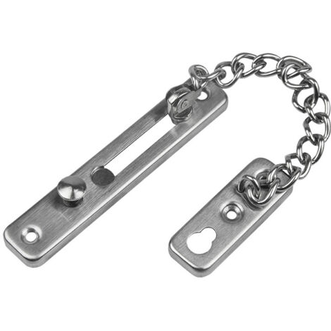 Verrou de sécurité coulissant à chaîne argentée - Blocage de porte - Serrure de porte - Dans-AquaForge (1/3)
