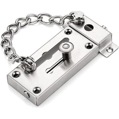 Verrou de porte à chaîne, Verrou de porte à 8 vis (Argent) Verrou avec chaîne antivol, Garniture de porte à chaîne avec verrou coulissant, Serrure à cylindre, Robuste et renforcée-AquaForge (1/5)