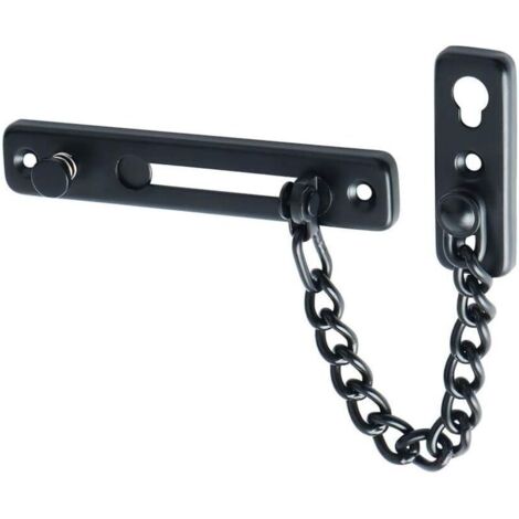 Chaîne de sécurité pour porte, chaîne de porte, acier inoxydable, verrou de porte avec vis, chaîne de protection pour serrure de porte, limiteur de porte noir-AquaForge (1/4)