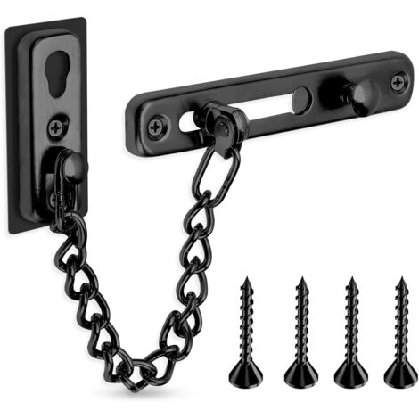 Chaîne de porte, chaîne de porte antivol en acier inoxydable avec 4 vis, verrou de sécurité pour chambre, porte intérieure, maison, hôtel (argent)-AquaForge (1/5)