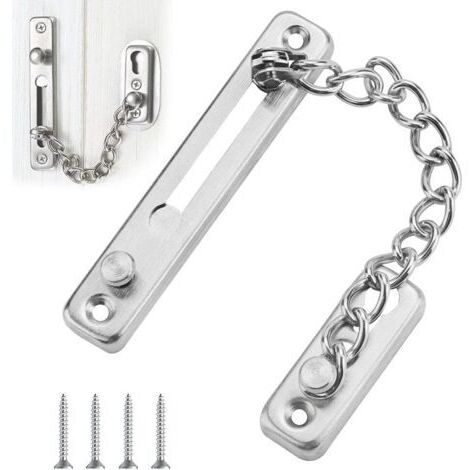 Chaîne de sécurité pour porte, verrou antivol, chaîne de porte en acier inoxydable, butée de porte coulissante avec 4 vis pour portes et fenêtres en bois-AquaForge (1/5)