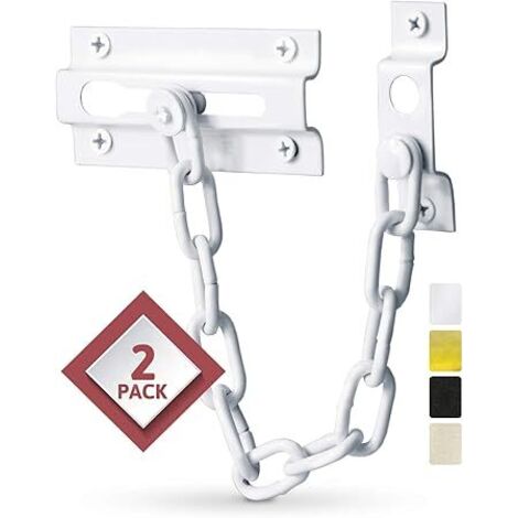 Protection de porte à chaîne avec verrou - Lot de 2 protections de porte à chaîne, robustes et résistantes à la rouille, en acier, pour l'intérieur de la porte et verrou de porte extérieur supplémenta (1/5)