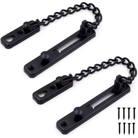 Lot de 2 chaînes de sécurité pour porte, en acier inoxydable, avec verrou antivol à ressort, finition polie robuste et vis incluses, noir.-AquaForge (1/5)