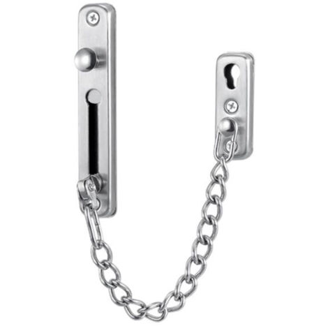 Chaîne de sécurité pour porte, en acier inoxydable robuste, avec revêtement chromé argenté brossé. Conception antivol pour une sécurité renforcée et installation facile.-AquaForge (1/5)