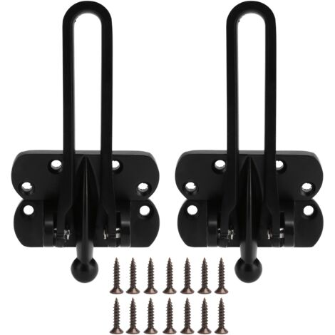 Lot de 2 verrous de porte antivol en alliage d'aluminium avec chaîne de sécurité, pêne de type A, verrou anti-verrouillage, sécurité en acier inoxydable, verrou à charnière en U noir-AquaForge (1/5)