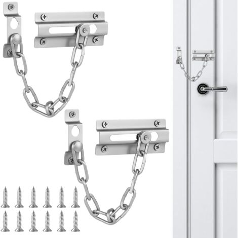 Chaîne de sécurité en 2 parties pour serrures de porte, serrure antivol, kit en acier au manganèse nickelé renforcé à 9 anneaux (incluant 6 vis en acier inoxydable)-AquaForge (1/5)