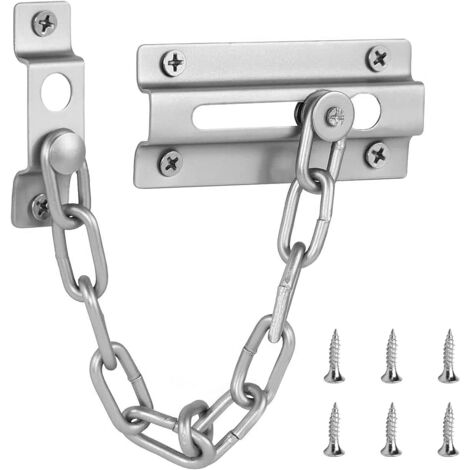 Chaîne de sécurité antivol pour porte intérieure/extérieure, verrou de sécurité, limiteur de porte coulissant chromé (argent)-AquaForge (1/5)