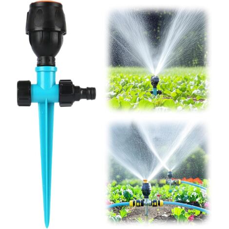 Arroseur rotatif à 360° pour l'irrigation du jardin - Arroseur avec une portée de 10 à 24 m, réglable pour pelouse, cultures et contrôle de la poussière (bleu)-AquaForge (1/5)