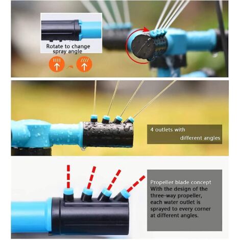 Arroseur de jardin, arroseur automatique pour pelouse avec rotation à 360 degrés et connecteur-AquaForge (1/4)