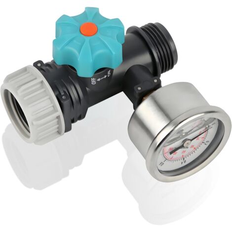 Vanne de régulation de pression d'eau avec manomètre, réglable jusqu'à 1 MPa max., filetage G3/4 pouce pour systèmes d'irrigation de jardin, arroseurs, systèmes d'irrigation goutte à goutte et canalis (1/5)