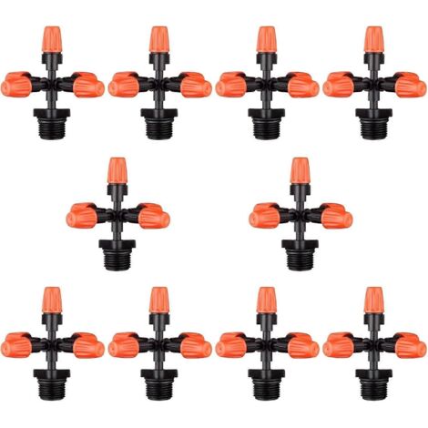 Arroseur de jardin, lot de 10, diffuseurs à 360° de 6 mm avec raccords filetés mâles de 1/2 pouce, buses de brumisation rafraîchissantes pour l'irrigation de jardin-AquaForge (1/5)