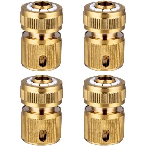 Lot de 4 raccords rapides en laiton pour tuyau d'arrosage (1/2 pouce), compatibles avec les tuyaux d'arrosage et l'irrigation de pelouse.-AquaForge (1/5)