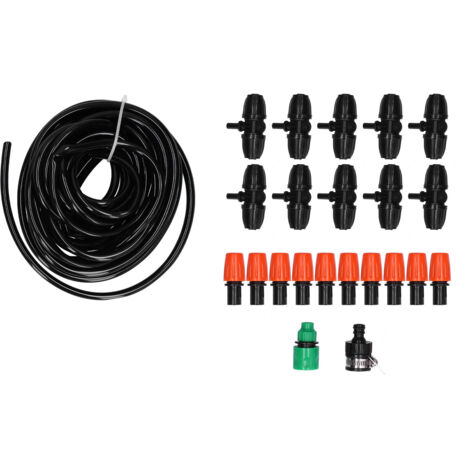 Système d'irrigation de jardin avec tuyau de 10 m (8/11 pouces) et 10 micro-buses d'arrosage réglables.-AquaForge (1/5)