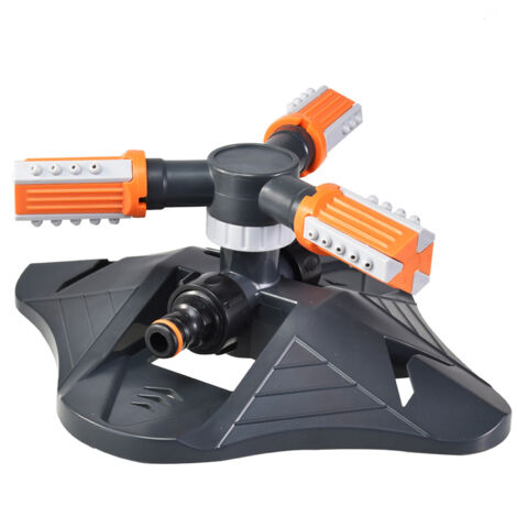 Arroseur de pelouse à 3 bras, rotation automatique à 360°, pour jardin, couleur orange.-AquaForge (1/5)