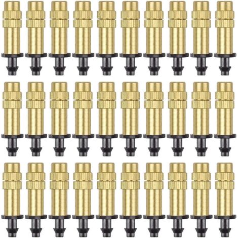 Lot de 30 buses de pulvérisation en cuivre réglables pour irrigation goutte à goutte, micro-asperseurs à pulvérisation 4/7 mm, équipement d'irrigation pour le refroidissement des plantes de jardin.-Aq (1/5)