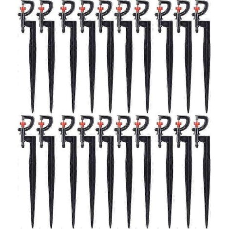 Arroseur à eau, lot de 20, micro-arroseur rotatif à 180° type G, pour l'irrigation de jardins, serres et pelouses, avec tuyau d'irrigation de 20 cm (4/7 pouces).-AquaForge (1/3)