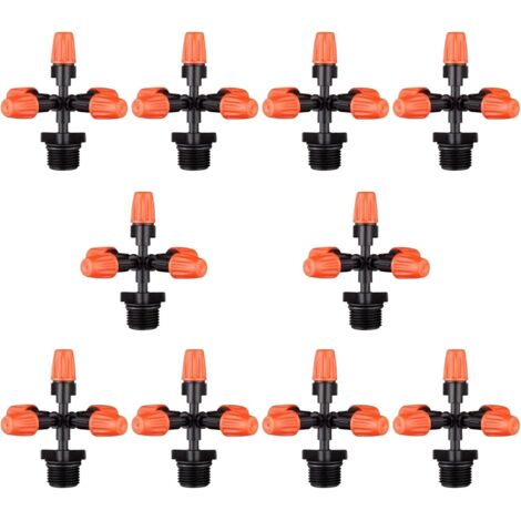 Arroseurs de jardin, lot de 10, arroseurs à pulvérisation croisée 360° 6 mm avec raccords filetés mâles 1/2 pouce, buses de brumisation rafraîchissantes pour l'irrigation de jardin-AquaForge (1/5)