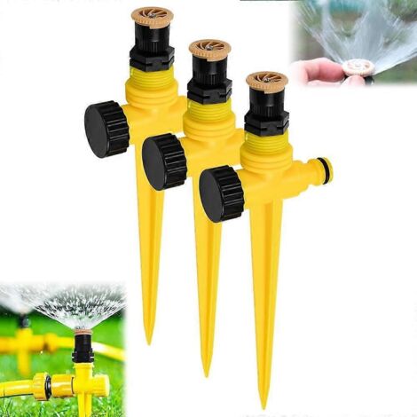 Système d'irrigation réglable à 360° (3 pièces) : arroseurs de pelouse à brancher sur une base à piquer pour jardin extérieur.-AquaForge (1/5)