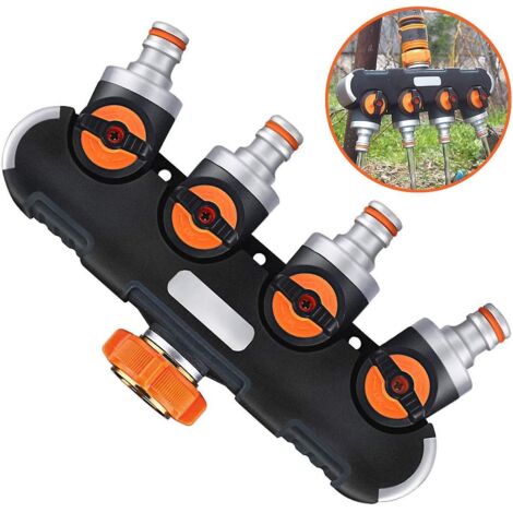Distributeur d'arrosage à 4 voies, raccord de tuyau en Y à 4 voies pour une utilisation extérieure au jardin et à la maison.-AquaForge (1/5)