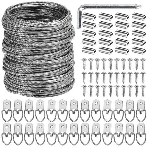 Kit de 100 fils de suspension pour tableaux, fil robuste de 30 mètres pour cadres photo et miroirs.-AquaForge (1/5)