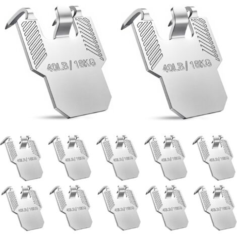 Crochets pour murs en plâtre, lot de 20 crochets muraux pour cadres photo, supportent jusqu'à 18 kg, n'abîment pas le mur, fixations murales robustes pour chambres et bureaux.-AquaForge (1/5)