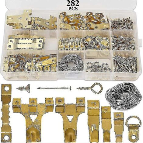 282 crochets pour tableaux, kit de suspension pour cadres photo -dd-AquaForge (1/4)