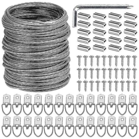Kit de 100 fils de suspension pour tableaux, fil robuste de 30 mètres pour cadres photo et miroirs.-AquaForge (1/5)