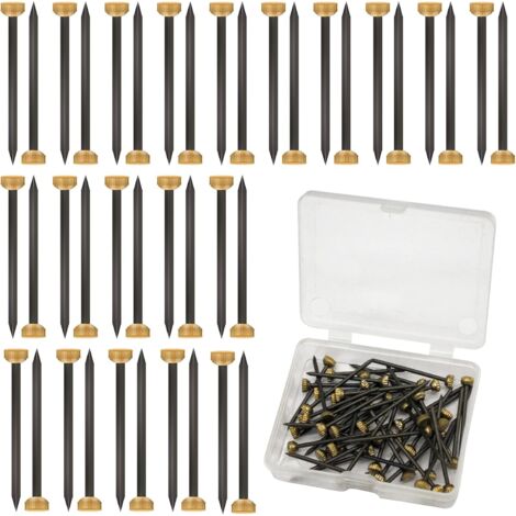 Lot de 50 clous à tête en laiton de 4 mm pour accrocher des tableaux, avec boîte de rangement en plastique-AquaForge (1/5)