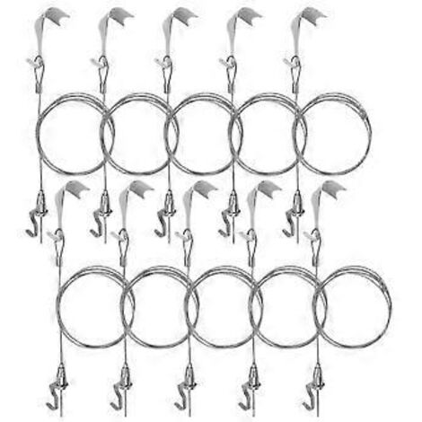 Kit de 10 crochets de suspension pour tableaux avec câble métallique-AquaForge (1/2)