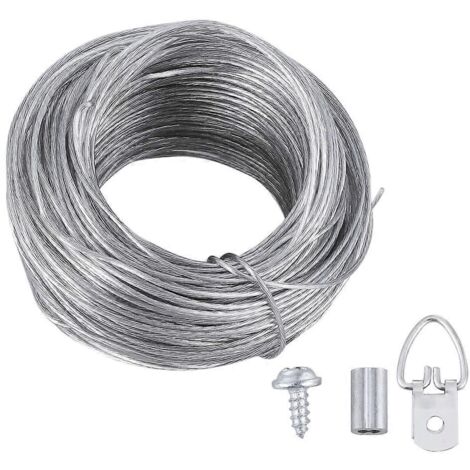 Kit de suspension pour cadres photo comprenant 20 crochets et 30,5 m de fil caoutchouté.-AquaForge (1/3)