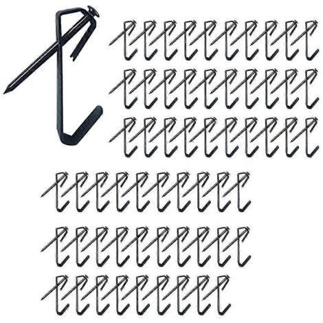 Lot de 60 crochets pour tableaux avec clous, crochets noirs pour cadres photo, fixations murales, crochets pour tableaux K [db]-AquaForge (1/5)