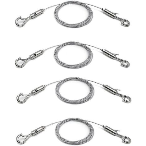 Lot de 4 fils de suspension réglables pour tableaux, ultra-résistants, supportent jusqu'à 22,7 kg, accessoires de suspension, acier de 2 m x 1,5 mm-AquaForge (1/5)