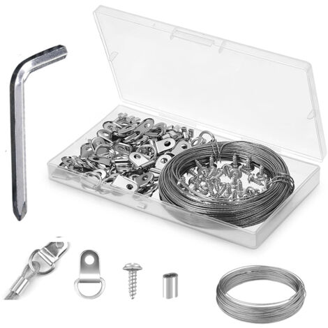 Fil de suspension pour tableaux, lot de 103 pièces, fil métallique pour cadres photo, miroirs, cadres d'horloge, œuvres d'art.-AquaForge (1/5)