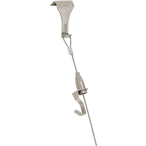 Kit de cimaises, 2 m, acier inoxydable 1,5 mm et crochet de fixation, supporte jusqu'à 40 kg, 5 pièces-AquaForge (1/2)