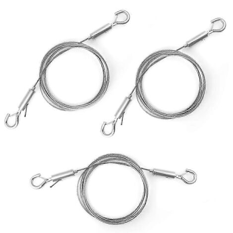 Lot de 3 fils réglables avec crochets, fil de suspension pour tableaux en acier inoxydable haute résistance-AquaForge (1/5)