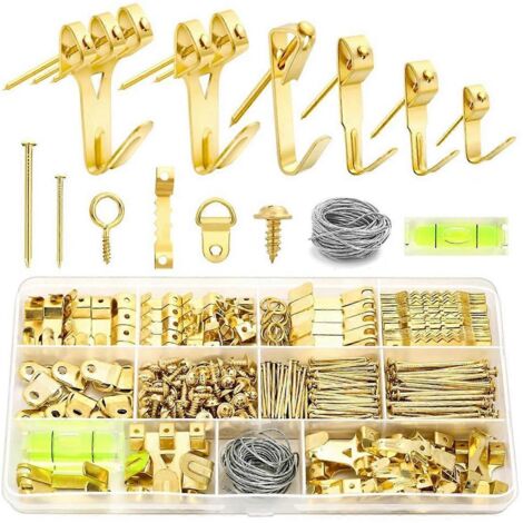 Kit de fixation pour tableaux (374 pièces), décorations d'intérieur et d'extérieur, supports de fixation muraux robustes pour cadres photo-AquaForge (1/5)